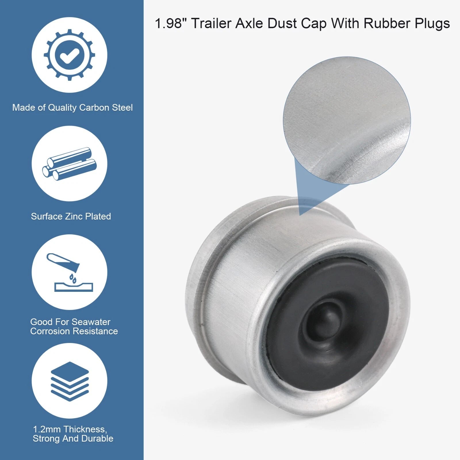 2X Trailer Axle Dust Cap Grease Cover for RV Camper (Universal Fit)