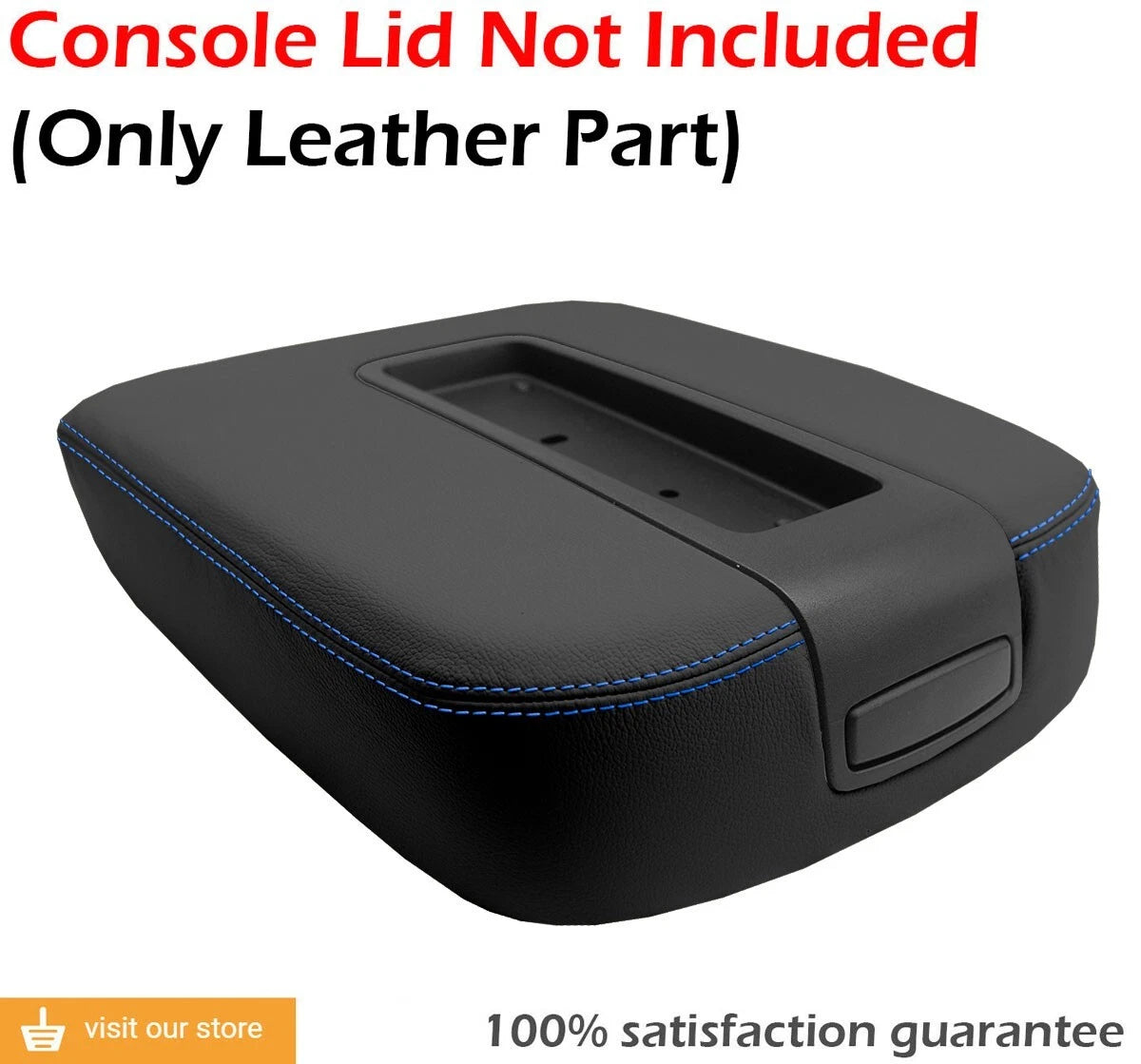 Leather Console Lid Armrest Cover for Chevrolet Tahoe (2007–2013) Blue Stitch