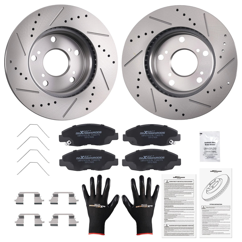 Set of 2 Front Brake Rotors and Pads for Honda Civic (2012–2015) S31601 D1578