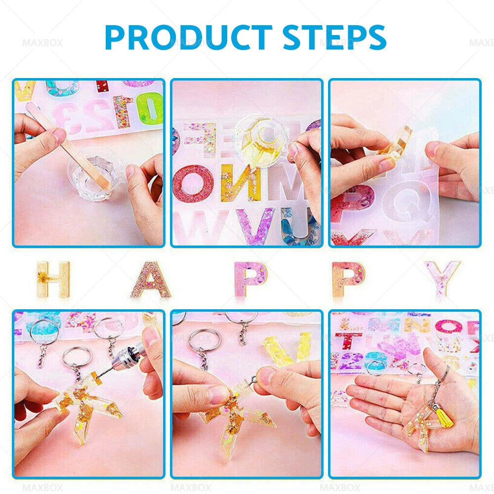 Epoxy Resin Mold for Keychain Letters & Numbers