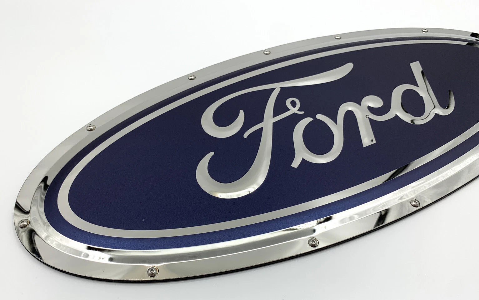 Blue Ford Oval Logo Emblem Metal Sign with Rivets for Ford (2011–2024)