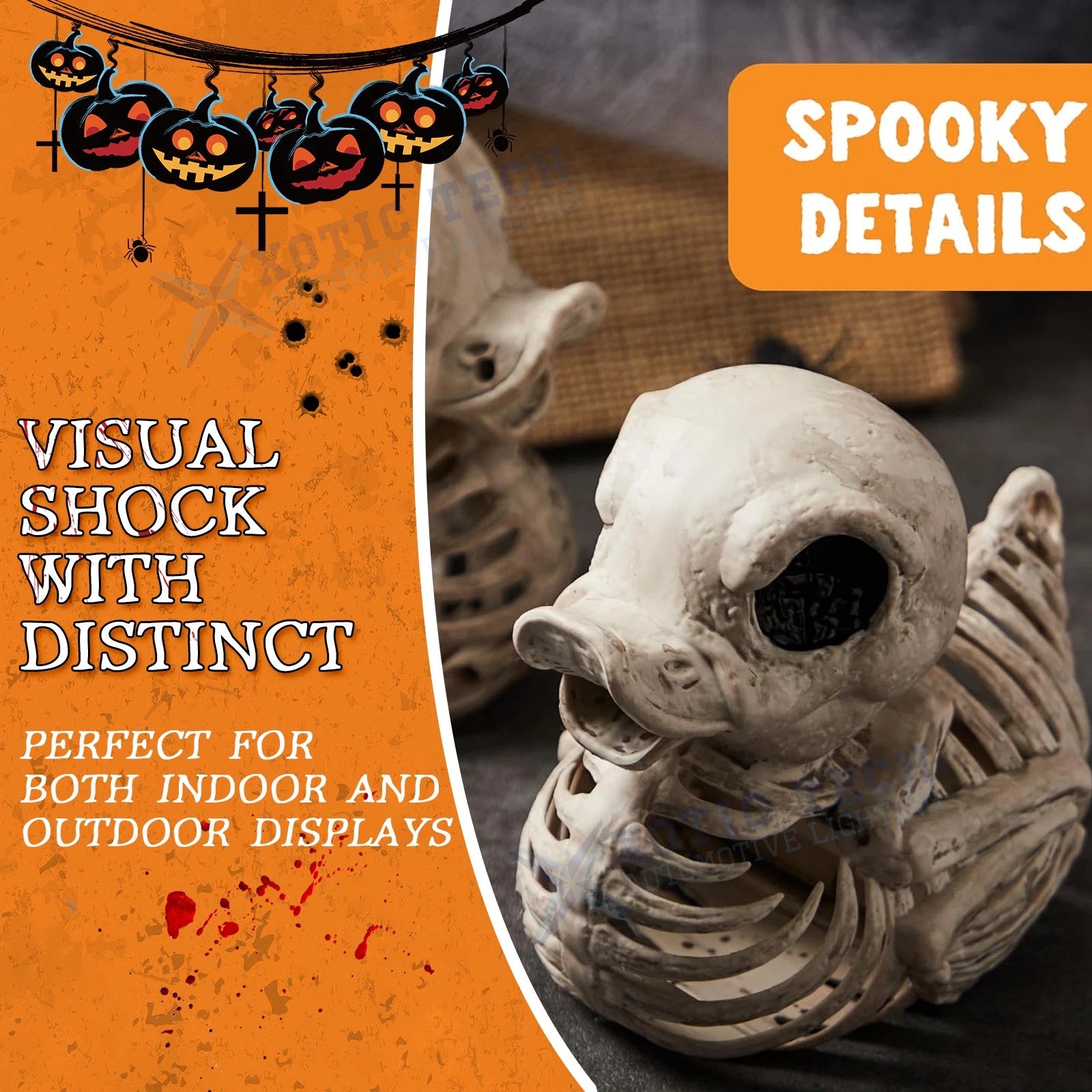 2-Pack Duck Skeleton Plastic Bones for Halloween Graveyard (2024-2025)