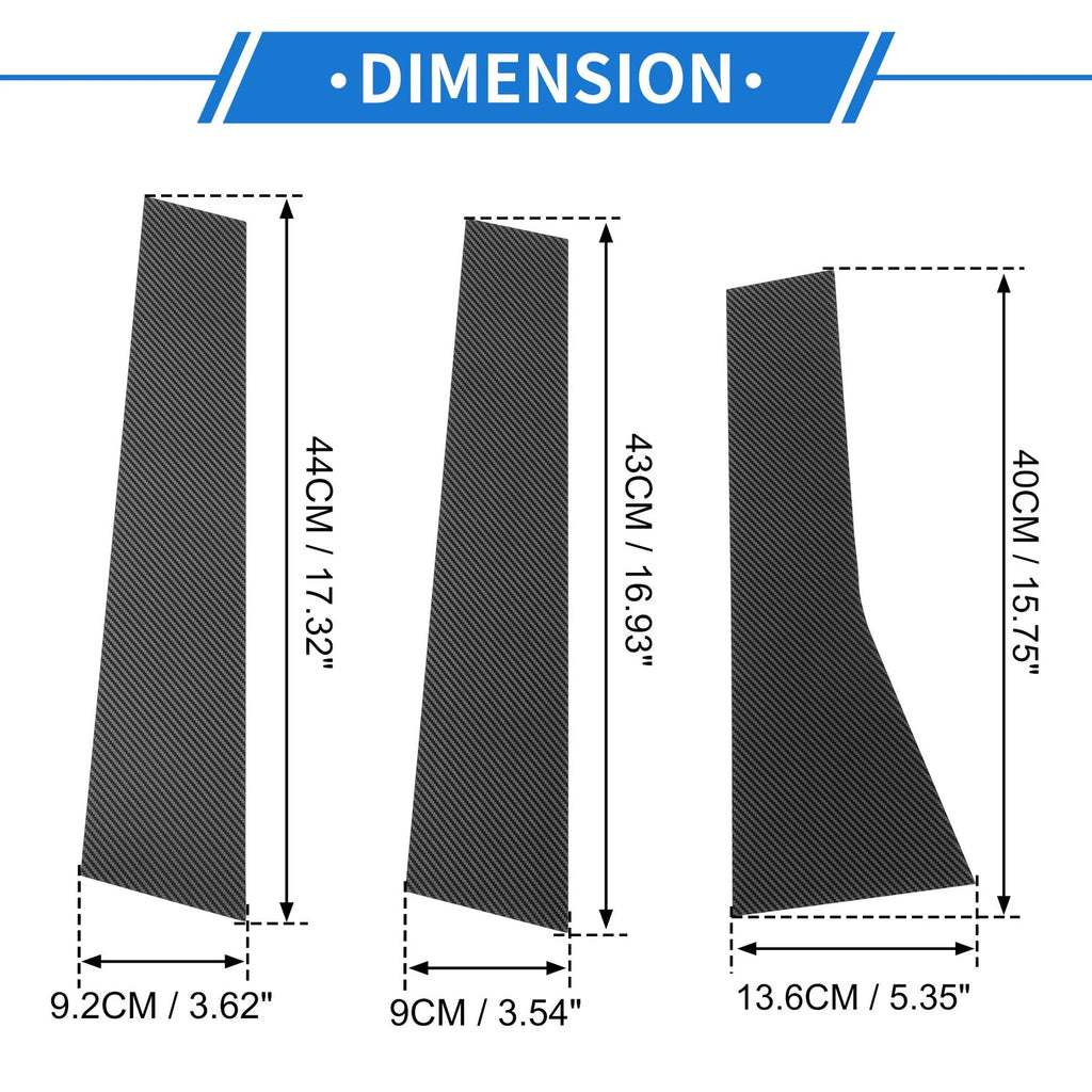 6 Pcs Door Pillar Window Trim for Mitsubishi (Carbon Fiber Pattern)