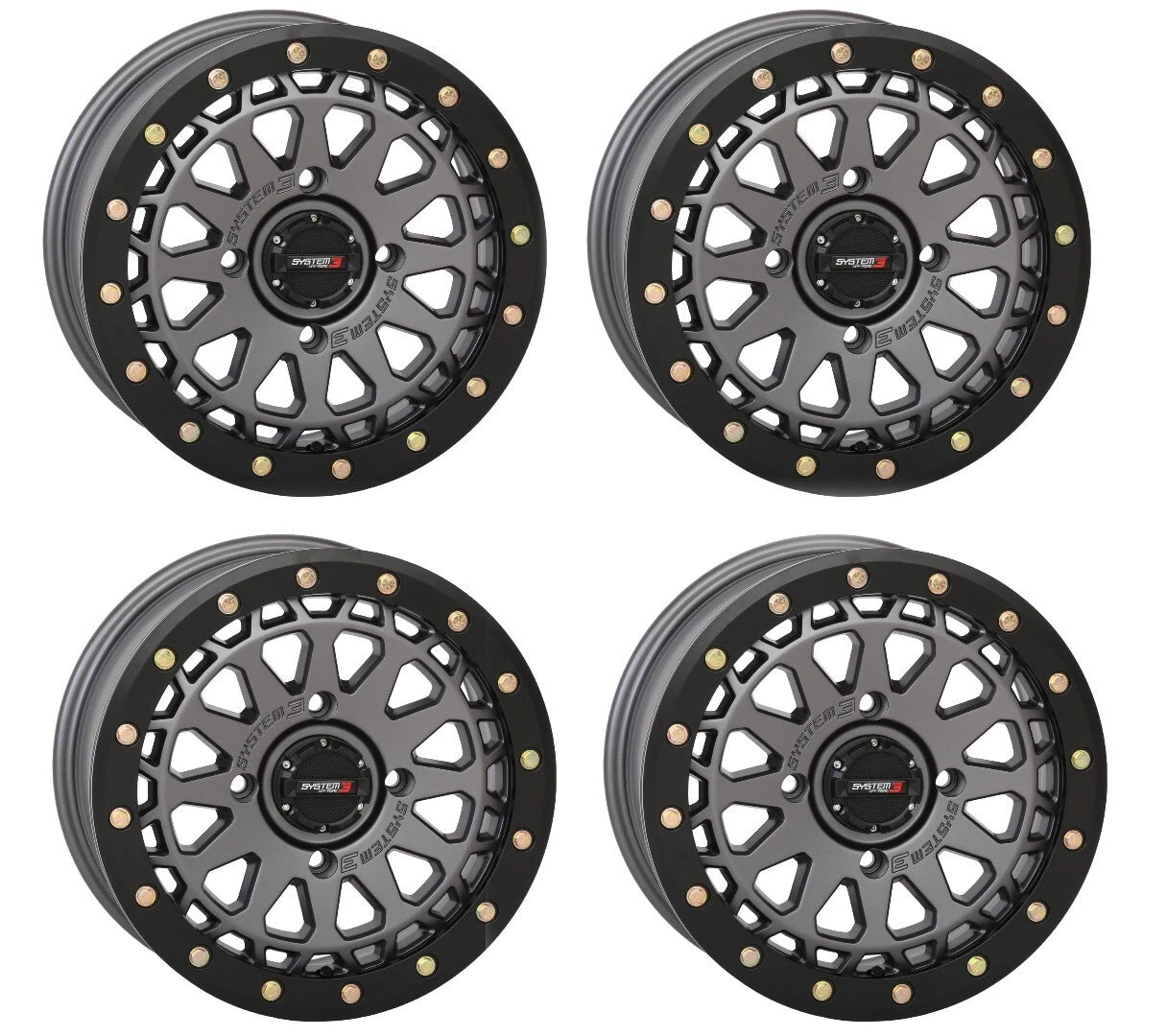 Set of 4 Beadlock Wheels for Maverick X3 (15x7, 4/137, Gunmetal Gray)