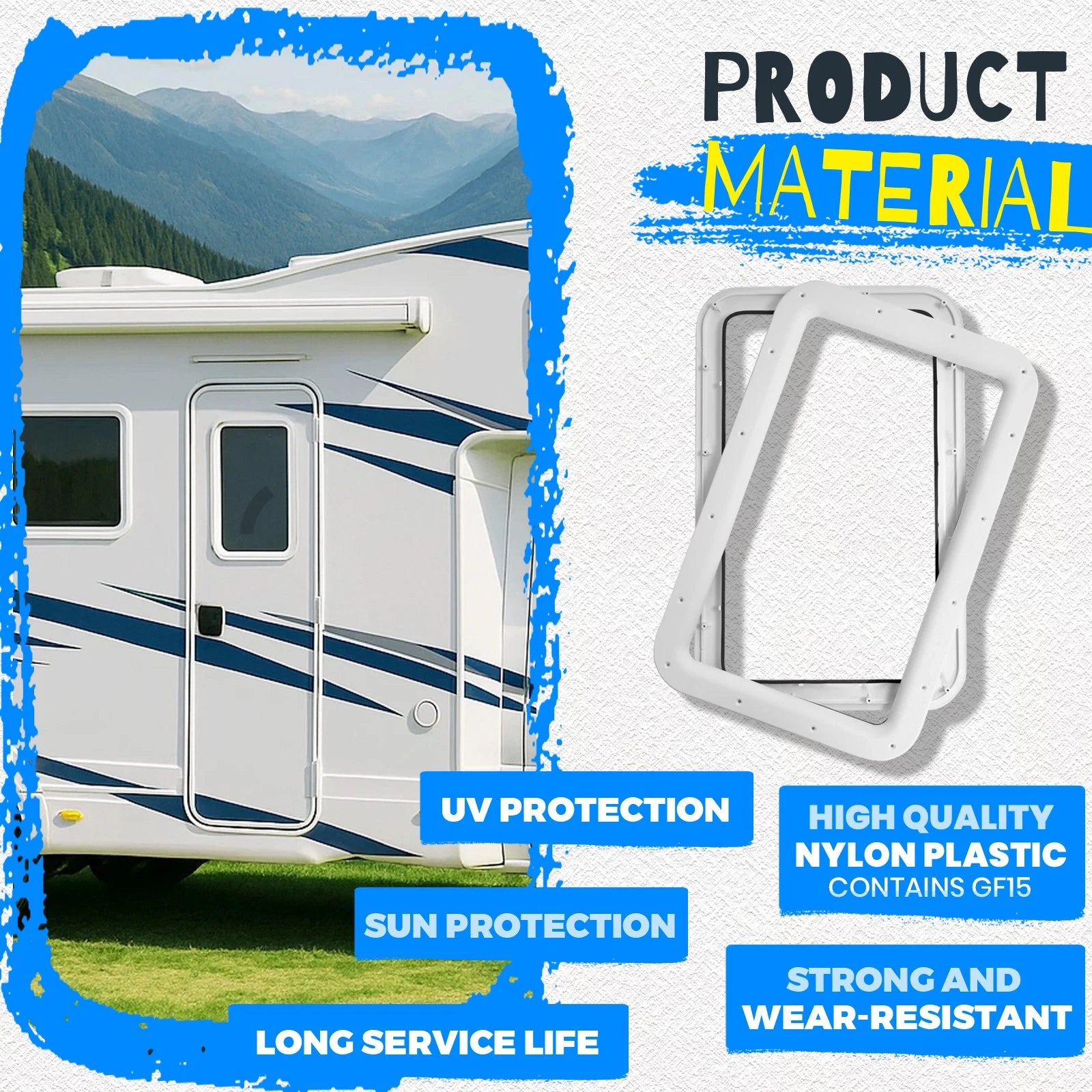 RV Entrance Door Window Frame for Camper Trailer (15.7" x 24.8")