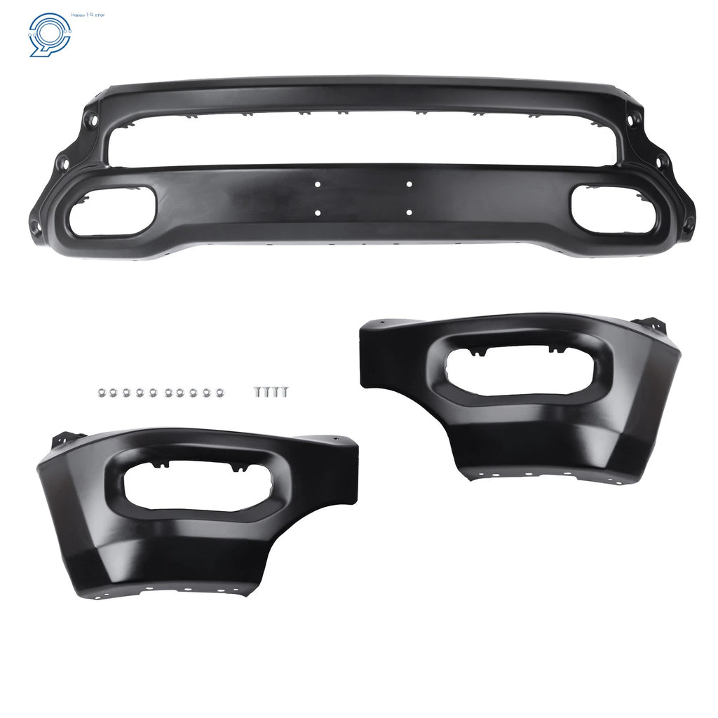 Front Bumper Face Bar for Ram 1500 (2019–2024) Black Steel with Fog Light Holes