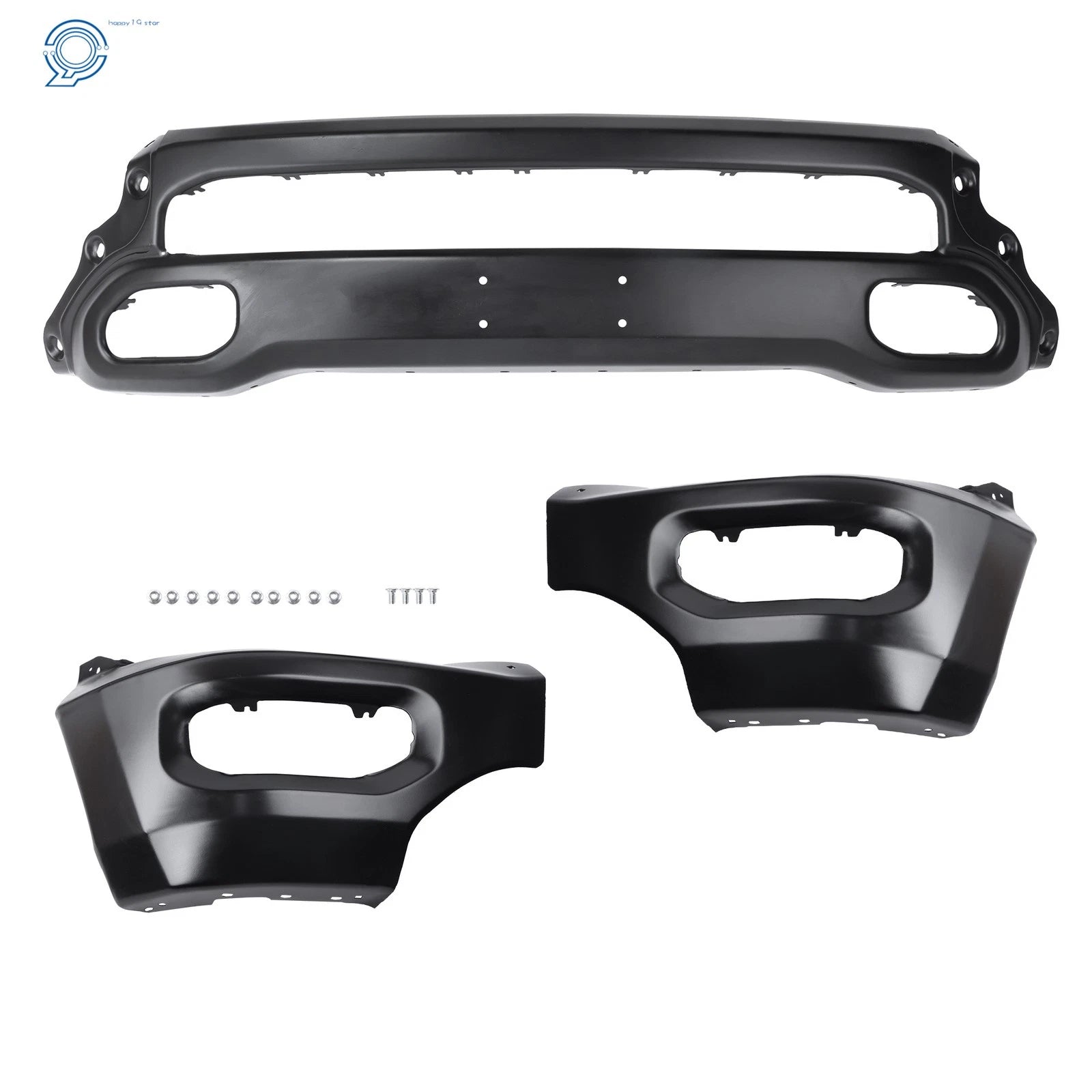 Front Bumper Face Bar for Ram 1500 (2019–2024) Black Steel with Fog Light Holes