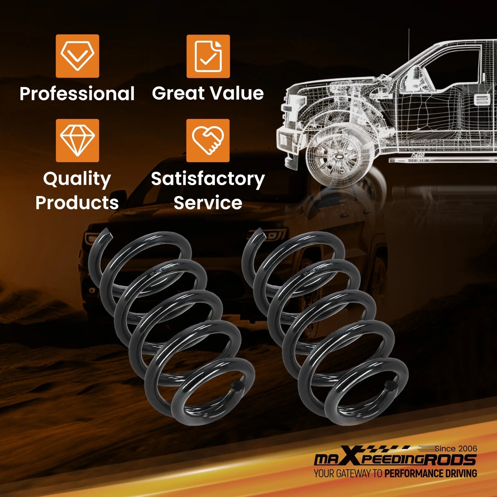 3" Front Coil Springs Drop Kit for Chevy Silverado GMC Sierra 1500 (2007–2015)