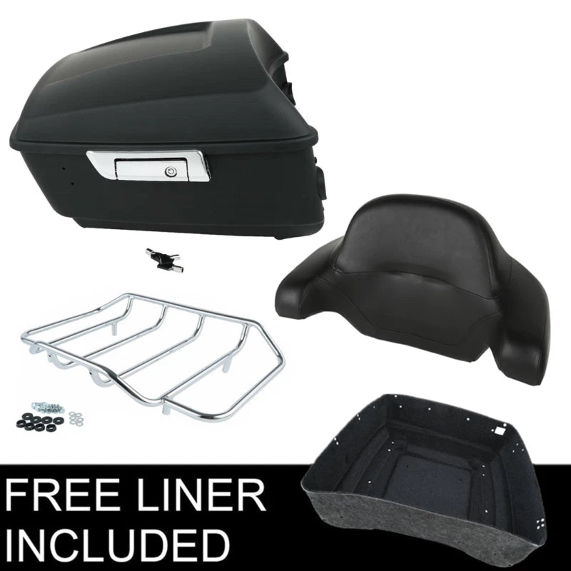 Matt Black King Trunk Backrest Top Rack for Harley Touring Electra Glide (2014–2026)