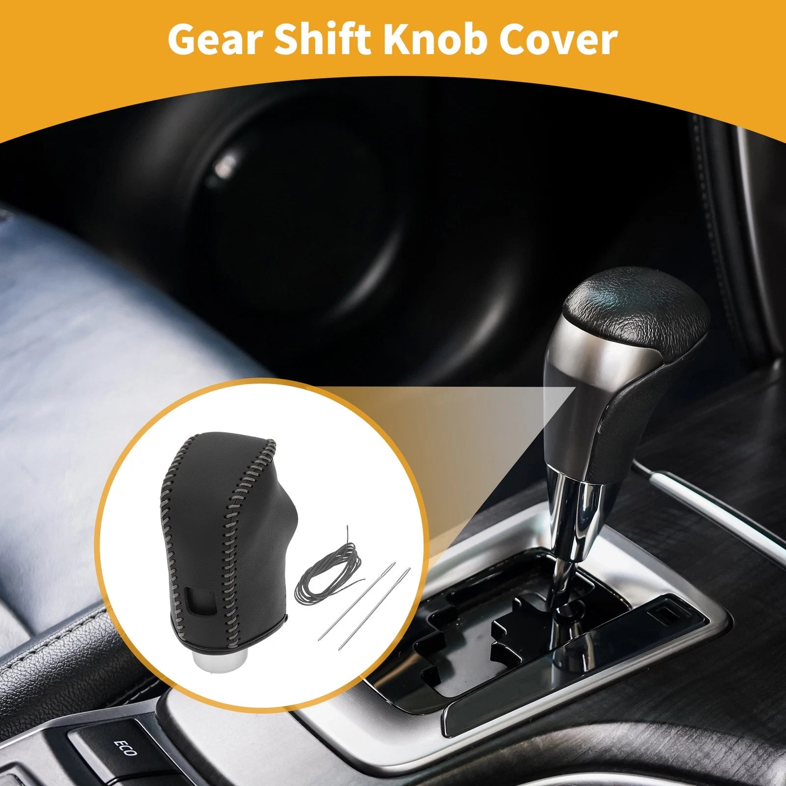 Gear Shift Knob Cover for Nissan Altima (2019–2024) Black Grey Faux Leather