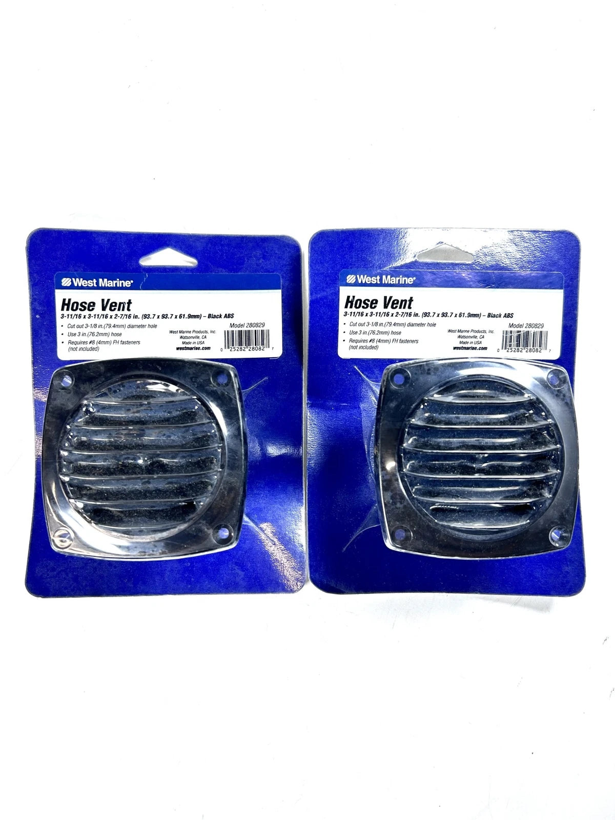 Set of 2 Black ABS Hose Vents for West Marine 280829 (3 1/8" Diameter)