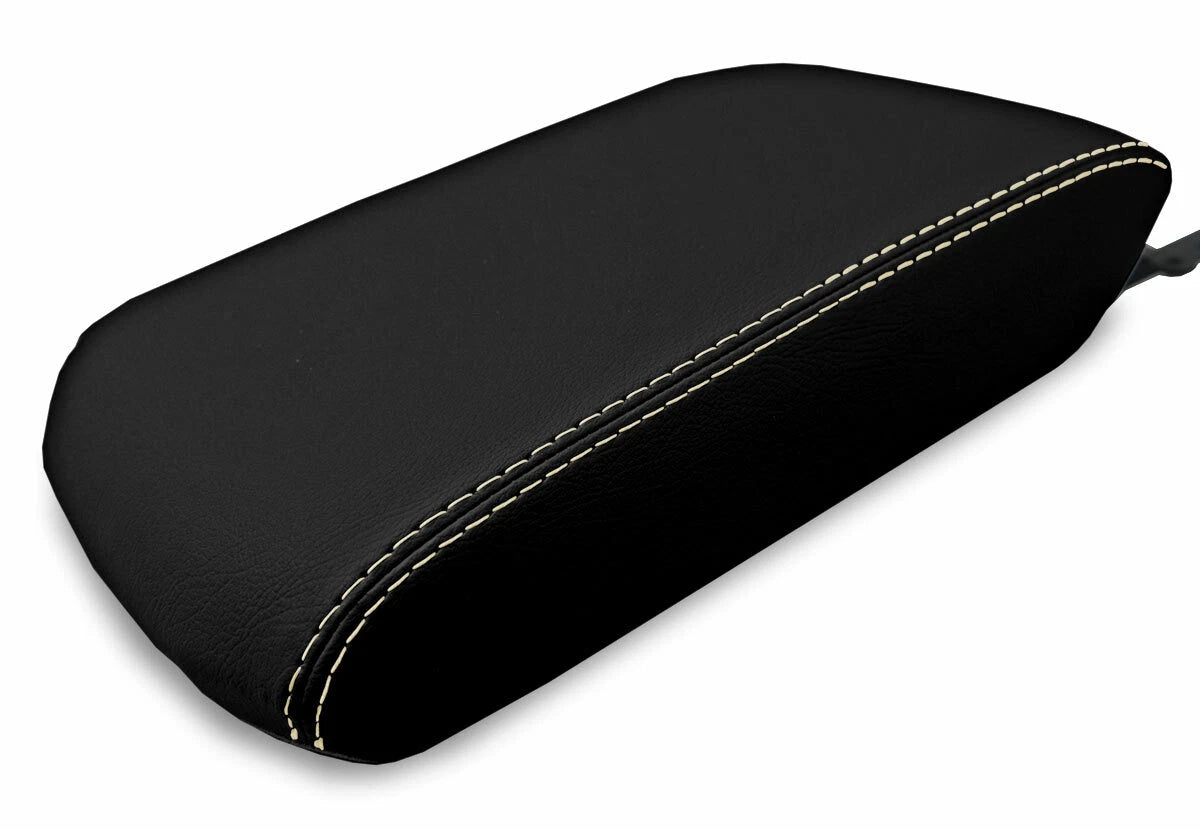 Leather Console Lid Armrest Cover for Toyota 4Runner (2010–2019) Beige Stitch