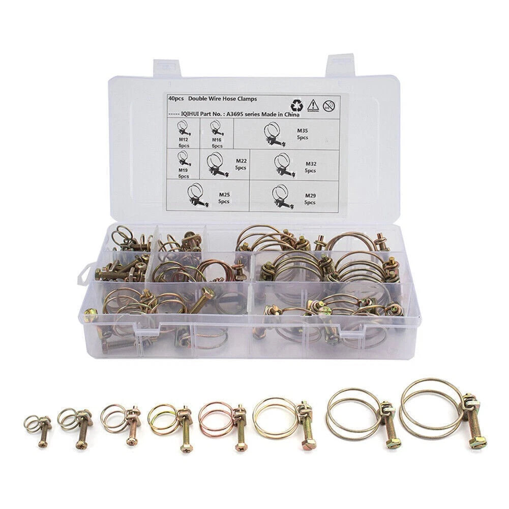 40PCS Double Wire Hose Clamp Kit for Classic Vehicles