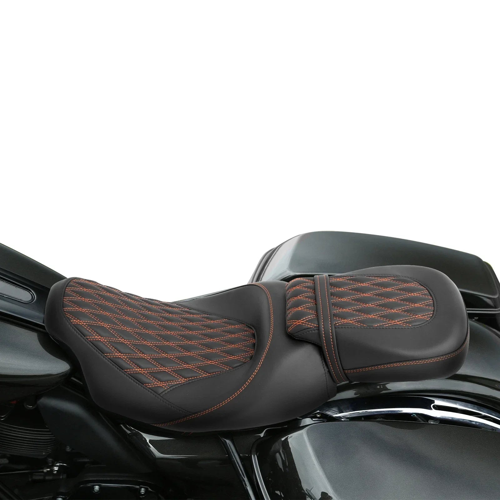 Pillion Seat for Harley Road Glide Orange Stitching (2009 - 2023)