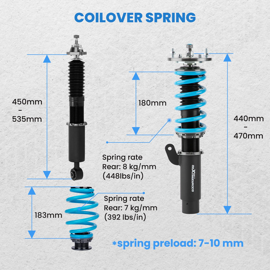 Coilovers for BMW 3 Series E46 (1998–2006) - 24 Level Damping Shock