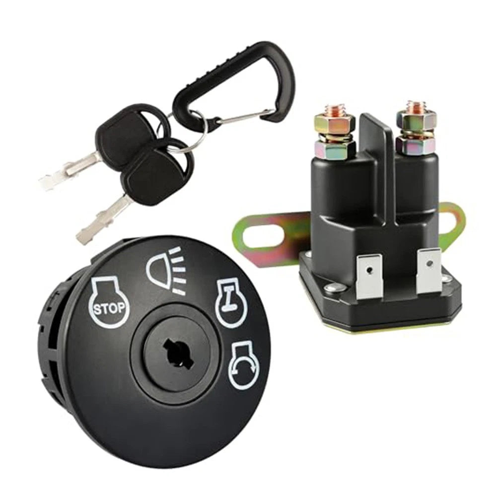 Ignition Switch & AM138068 Starter Solenoid for 12V Riding Mowers