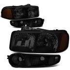 Pair of Tinted Amber Side Headlights & Bumper Lamps for GMC Sierra/Yukon Denali (2001–2007)
