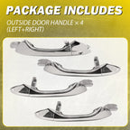 4X Exterior Door Handle for Honda Accord (2008–2012) Front Rear Left+Right Chrome
