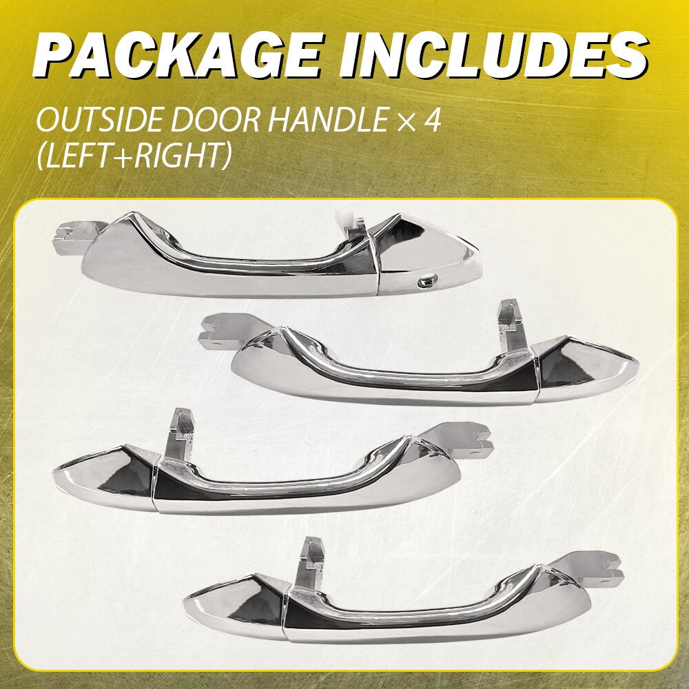 4X Exterior Door Handle for Honda Accord (2008–2012) Front Rear Left+Right Chrome