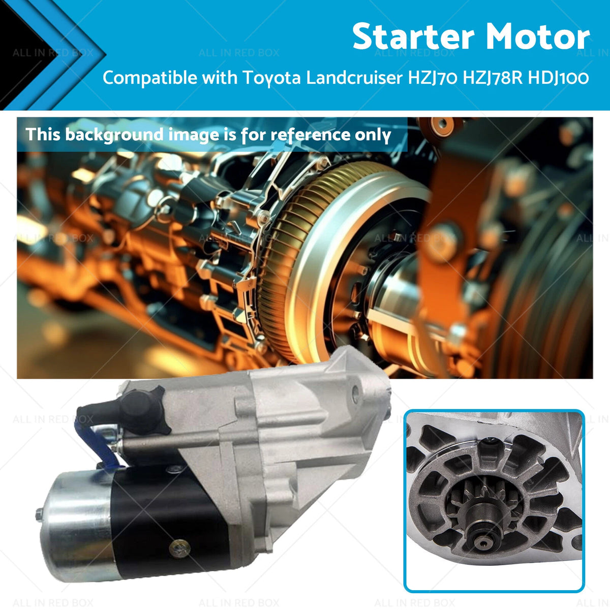 Starter Motor for Toyota Landcruiser HZJ80 HZJ105R (1997–2007)