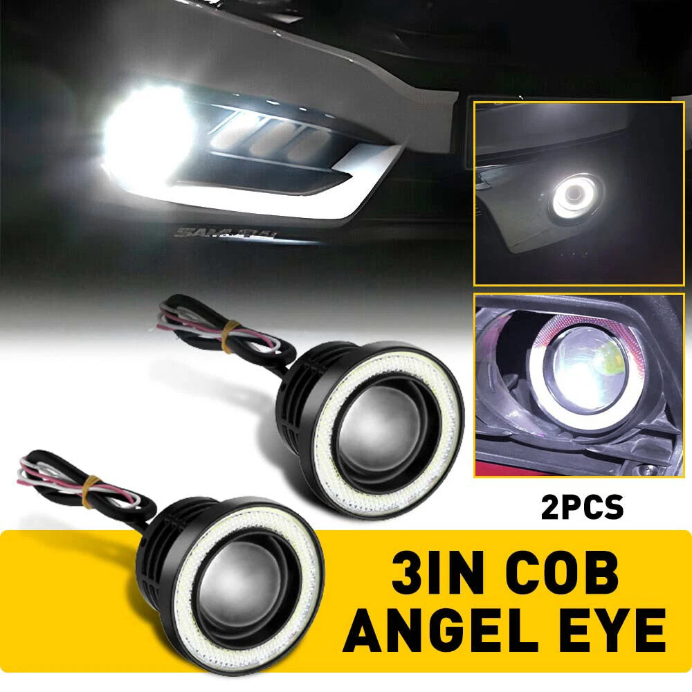 2X 3 Inch Round LED Fog Lights for Universal Vehicles (2010–2023)