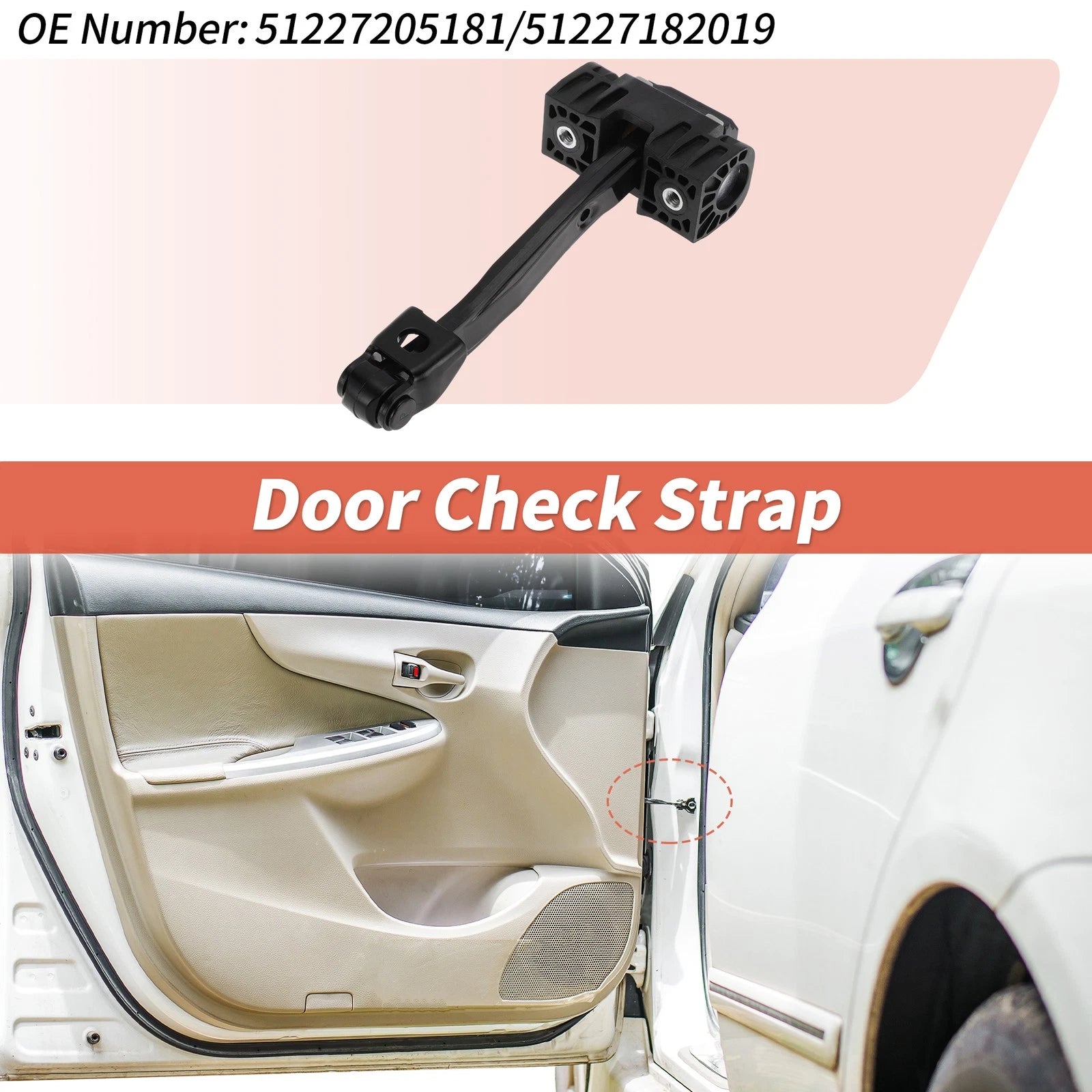 Rear Door Check Strap for BMW 528i (2011–2016) 51227205181/51227182019