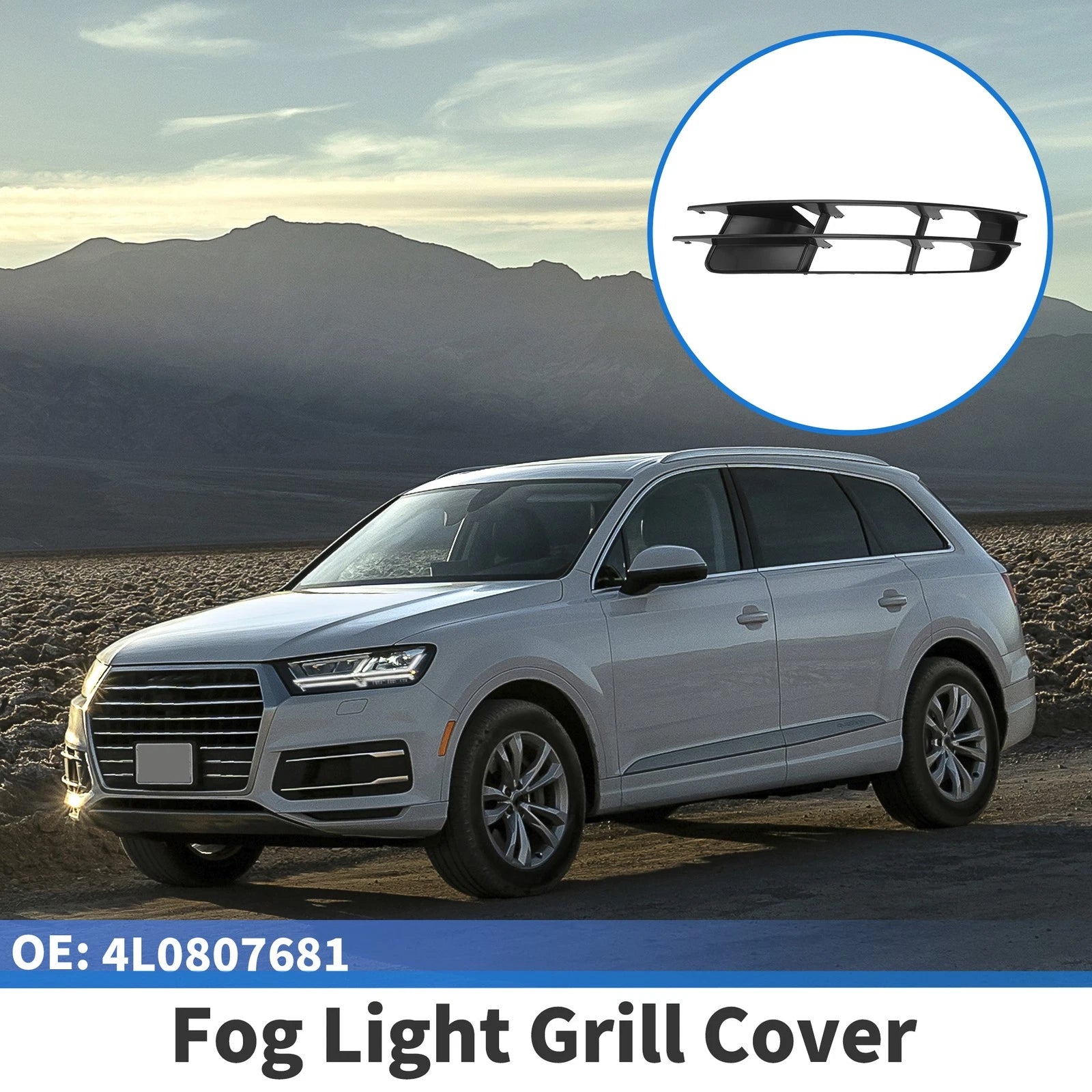 1pc Front Left Fog Light Grill for Audi Q7 (2007–2009) No. 4L0807681 ABS Black