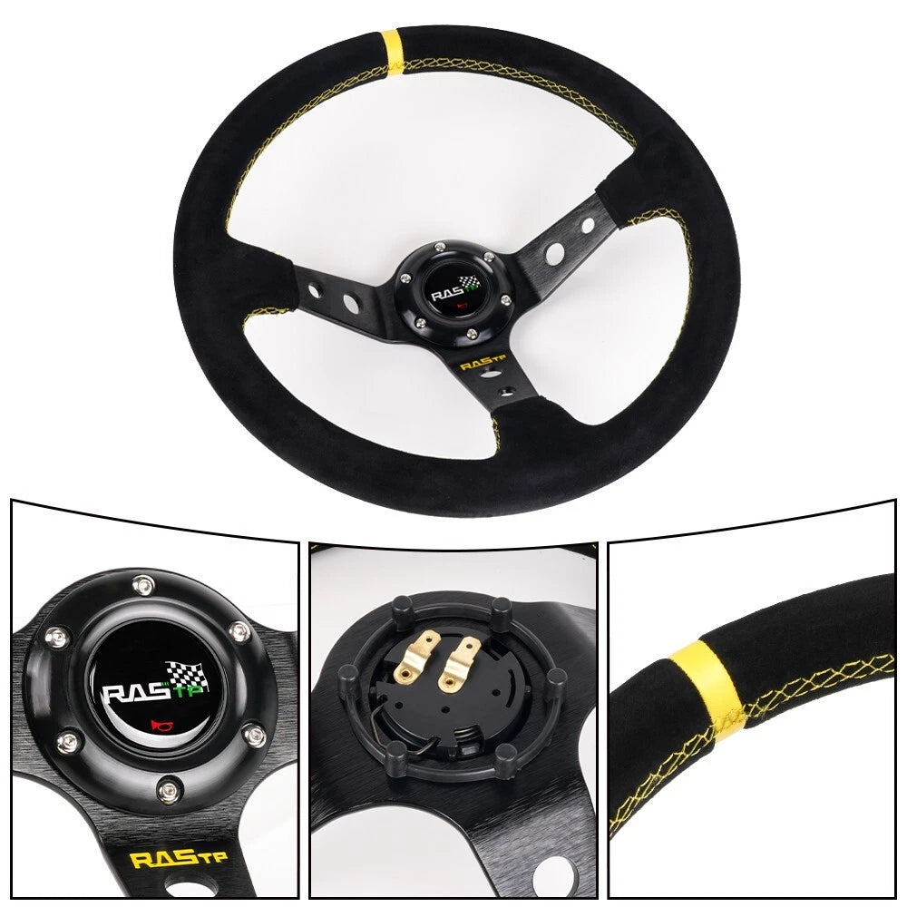 Universal Racing Steering Wheel for Custom Applications (Suede, Deep Dish)