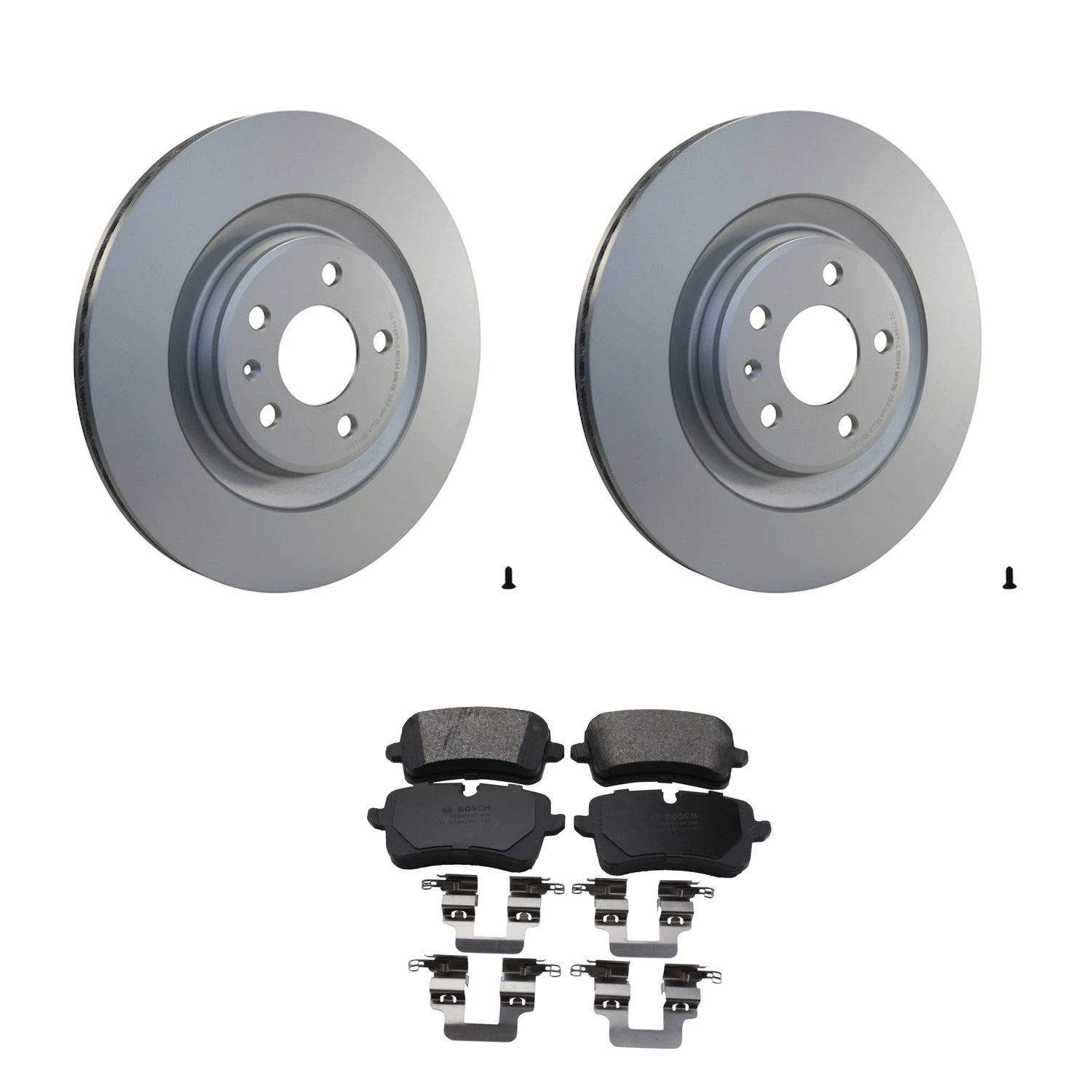 Hella Rear Rotors & Bosch QuietCast Disc Brake Pads Kit for A6 A7 Quattro (2012–2020)