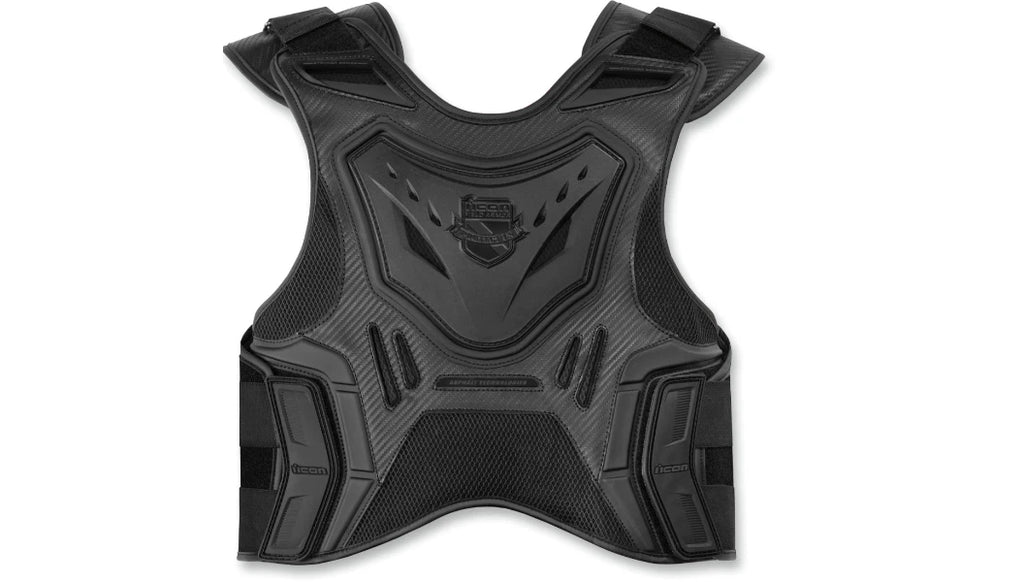 Black Stealth Icon Field Armor Stryker Vest for Motorcycle (All Sizes)