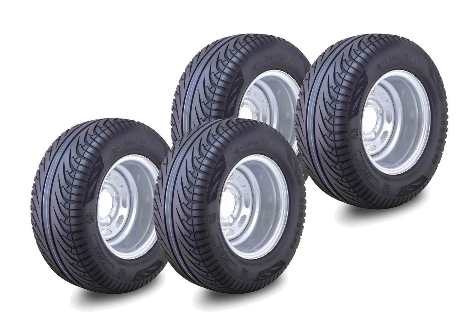Set of 4 Golf Cart Tire Assembly 205/65-10 w/4x4" PCD ET-15.5 Silver Wheel