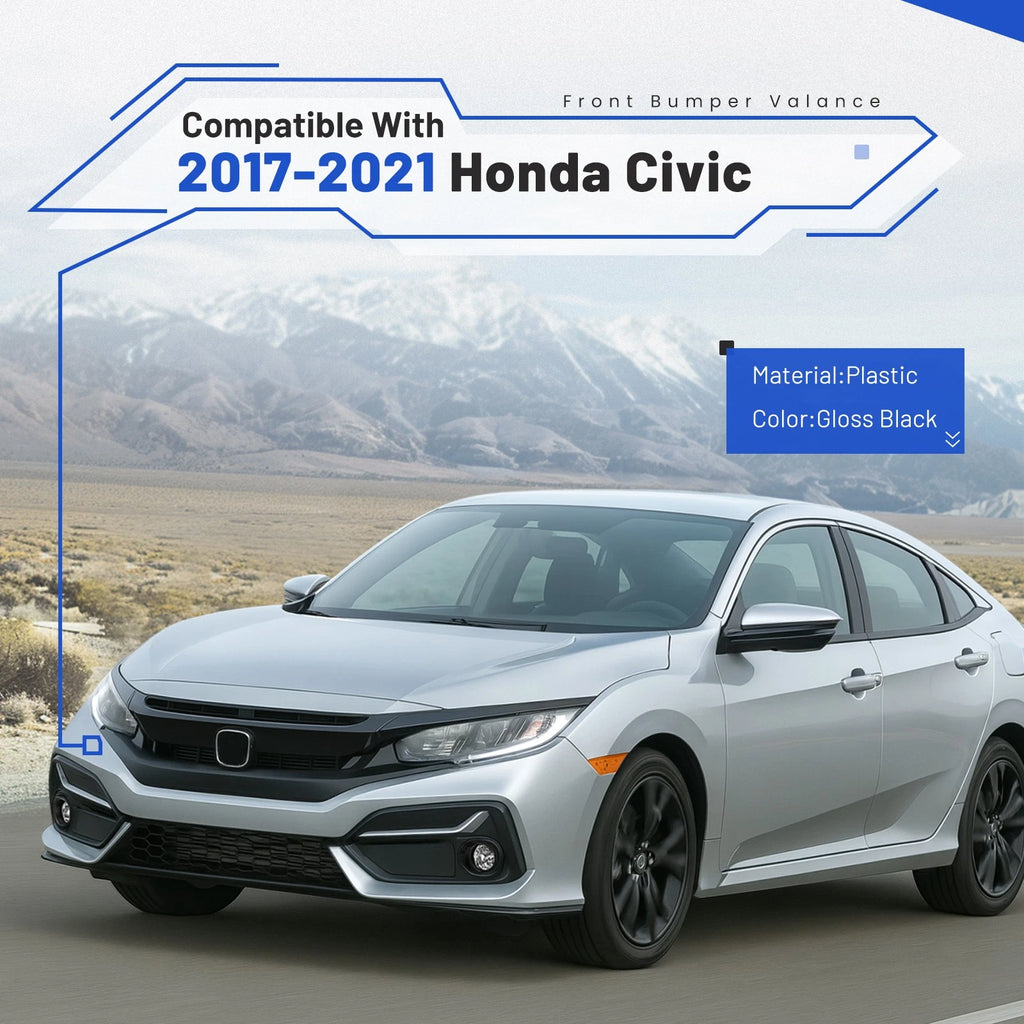 Front Bumper Face Bar Grilles for Honda Civic (2017–2021) Gloss Black