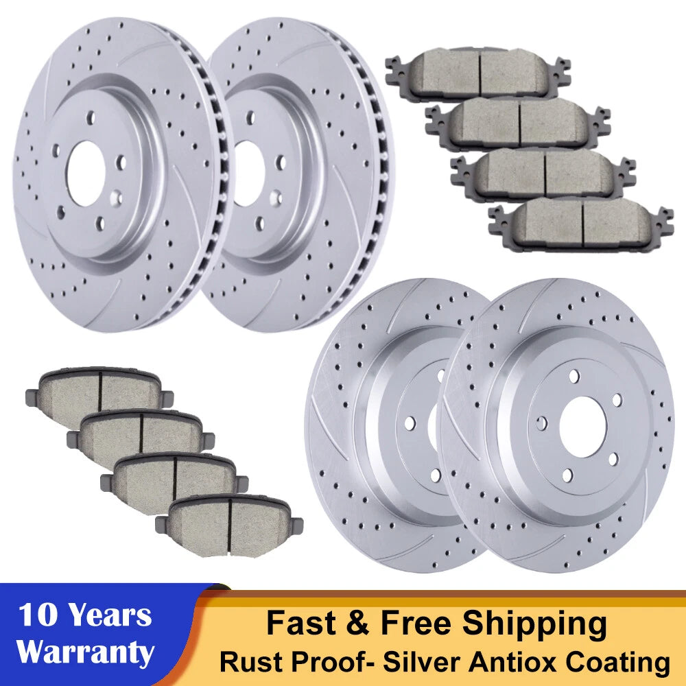 Drilled Rotors + Brake Pads for Ford Flex Taurus Explorer MKS MKT (2009–2019)