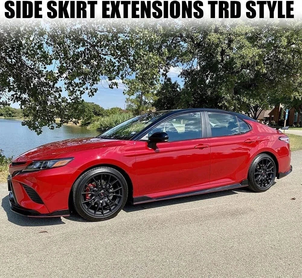 Side Skirts Extension for Toyota Camry SE XSE (2018–2024) Gloss Black w/Red Line