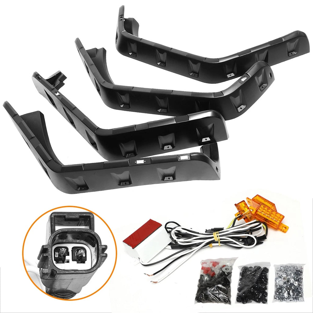 4X Pocket-Riveted Wheel Fender Flares w/ LED for Jeep Wrangler JK (2007–2018)
