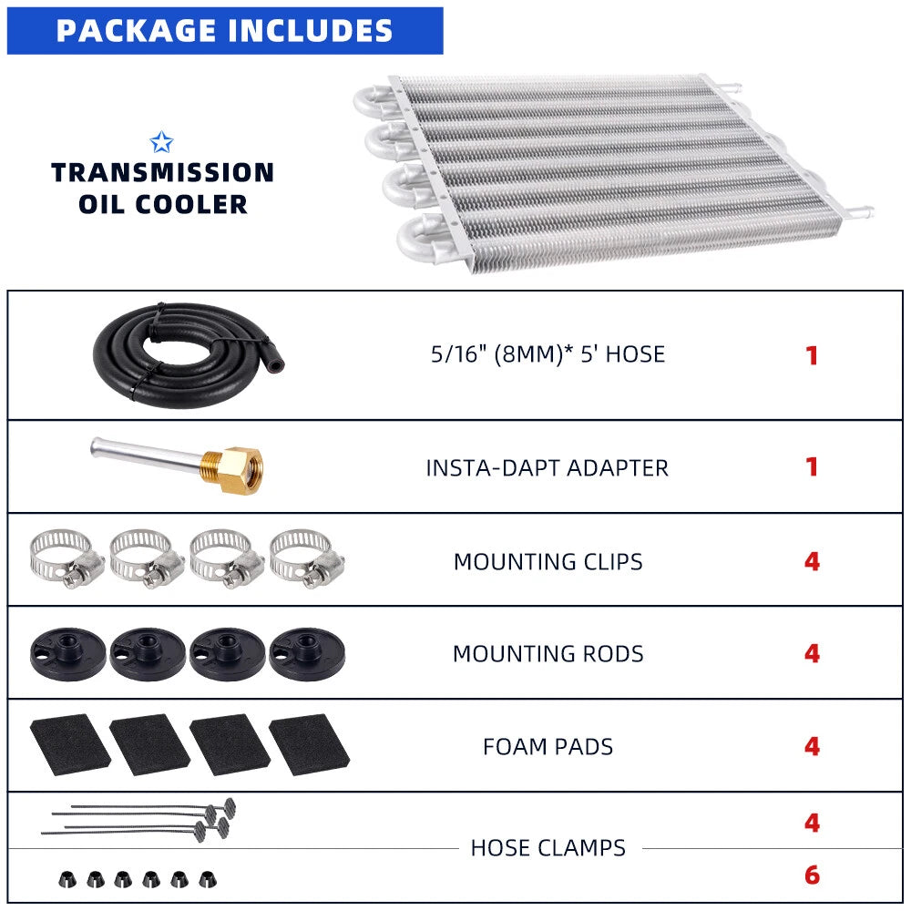 8 Row Aluminum Remote Transmission Oil Cooler for Auto-Manual
