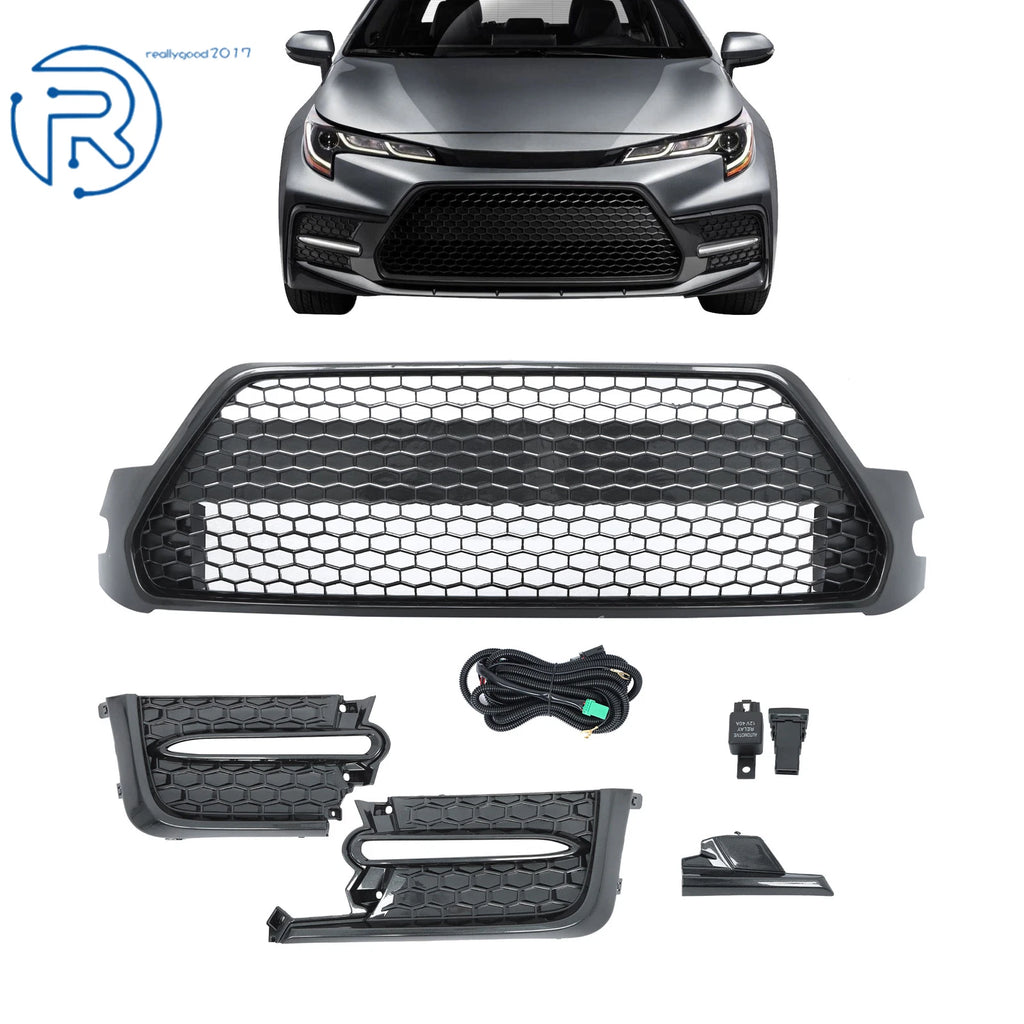 Front Bumper Lower Mesh Grille + Fog Light for Toyota Corolla SE XSE (2020–2021)