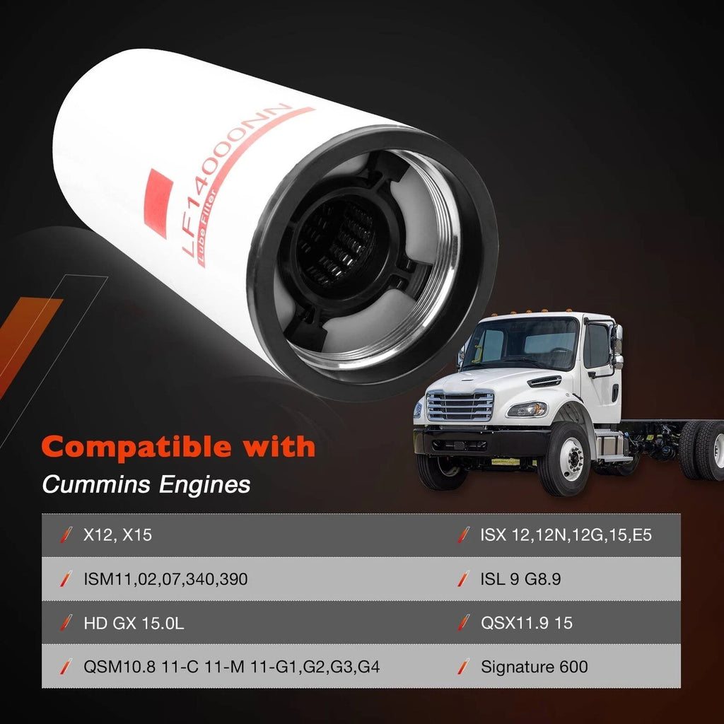 2X Oil Filters for Cummins Diesel Engines (LF14000NN, LF9080, LF9001, 4367100)
