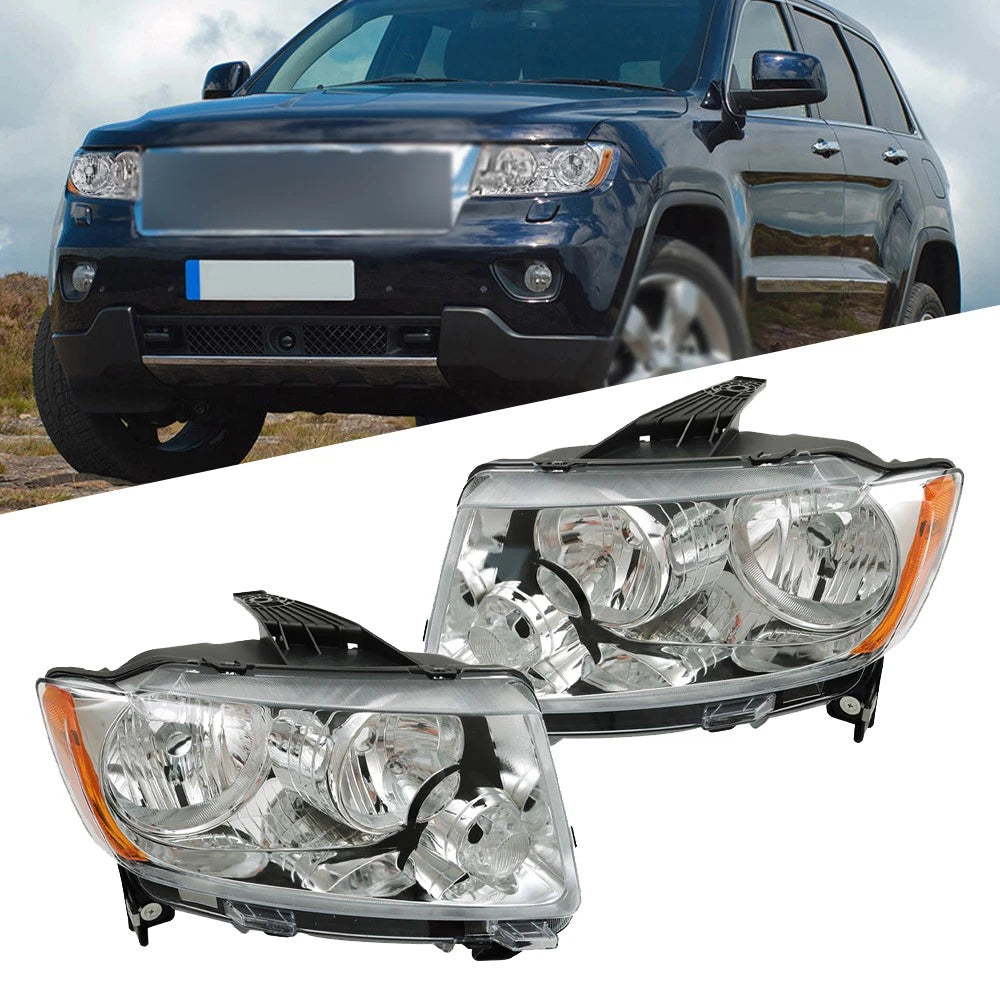 Set of 2 Halogen Headlights for Jeep Grand Cherokee, Compass (2011–2017)
