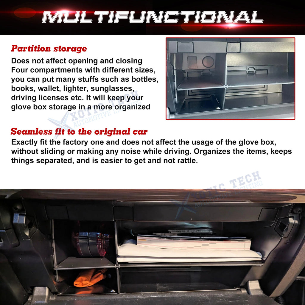 Glove Box Storage Organizer Divider for Toyota 4Runner Lexus GX 460 (2010-2023)