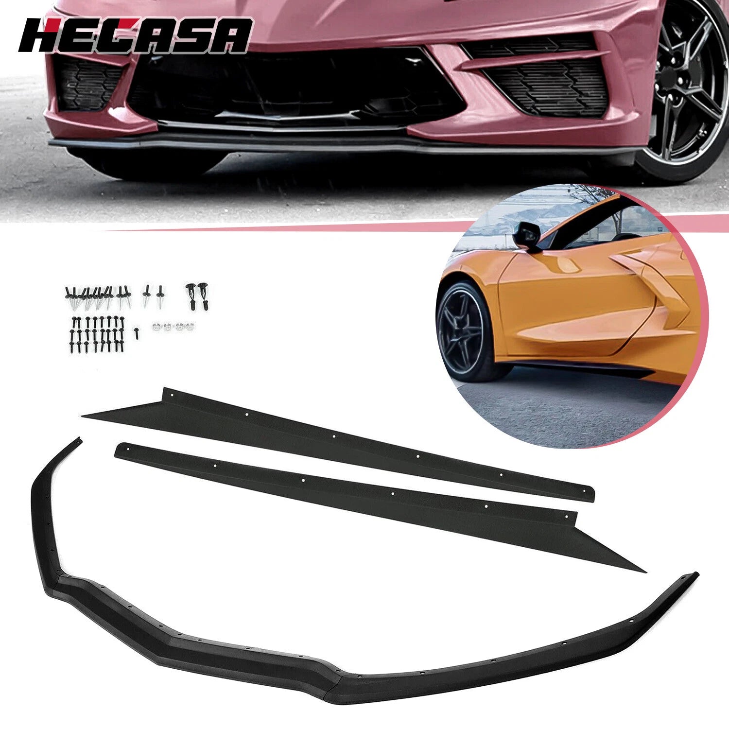 Front Bumper Lip & Side Skirt Rocker Panel for Corvette C8 Z51 (2020–2024)