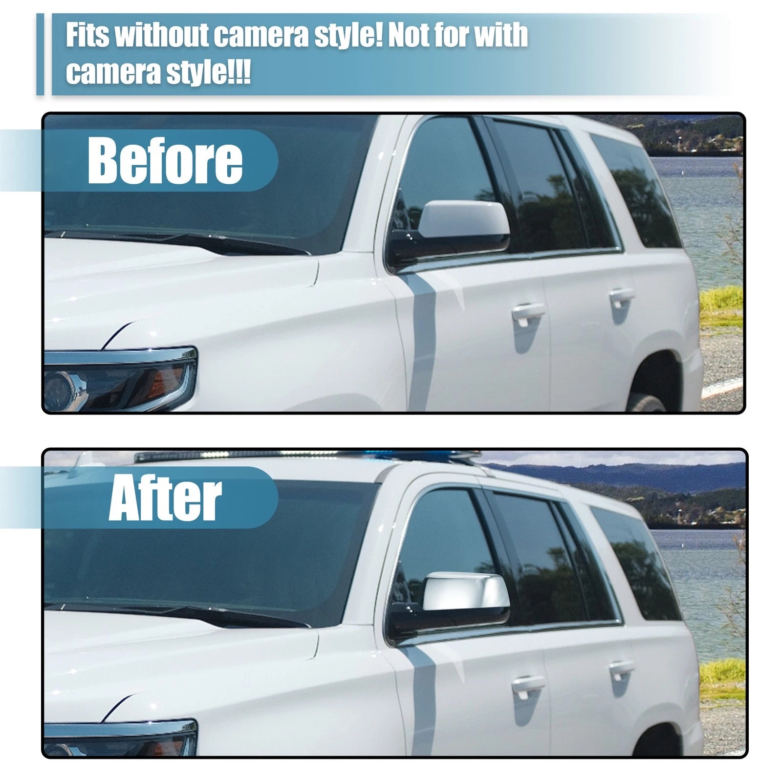 Pair Chrome Plated Half Mirror Covers for Chevy Suburban Tahoe 