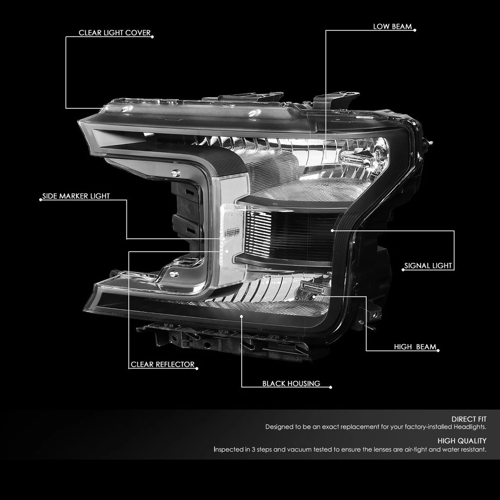 OE Style Black Housing Clear Side Driving Headlight Lamps for Ford F150 (2018–2020)