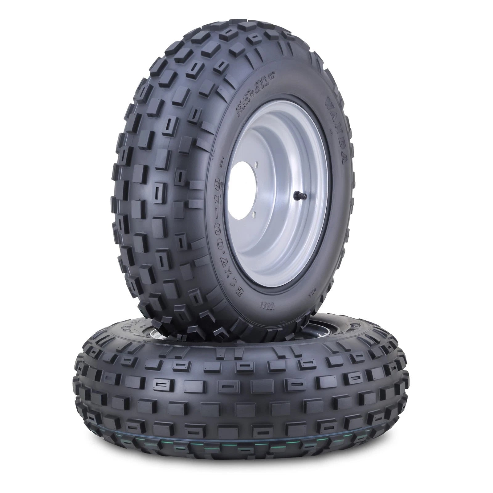 2 WANDA 21x7x10 ATV Tires & Wheels for ATV (10015) 4/110mm PCD 2+3 Offset Silver