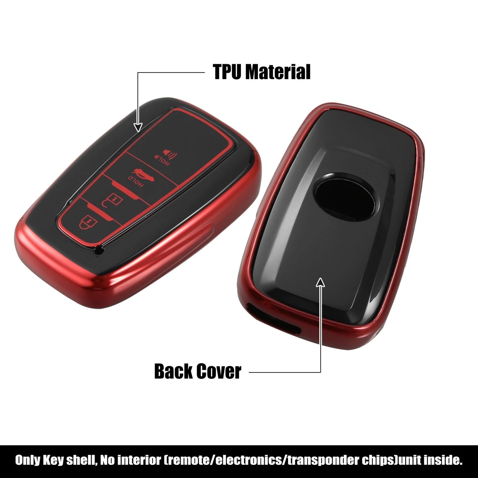 Set of 4 Red Button Remote Key Fob Covers for Toyota RAV4 Camry Corolla (2018–2022)