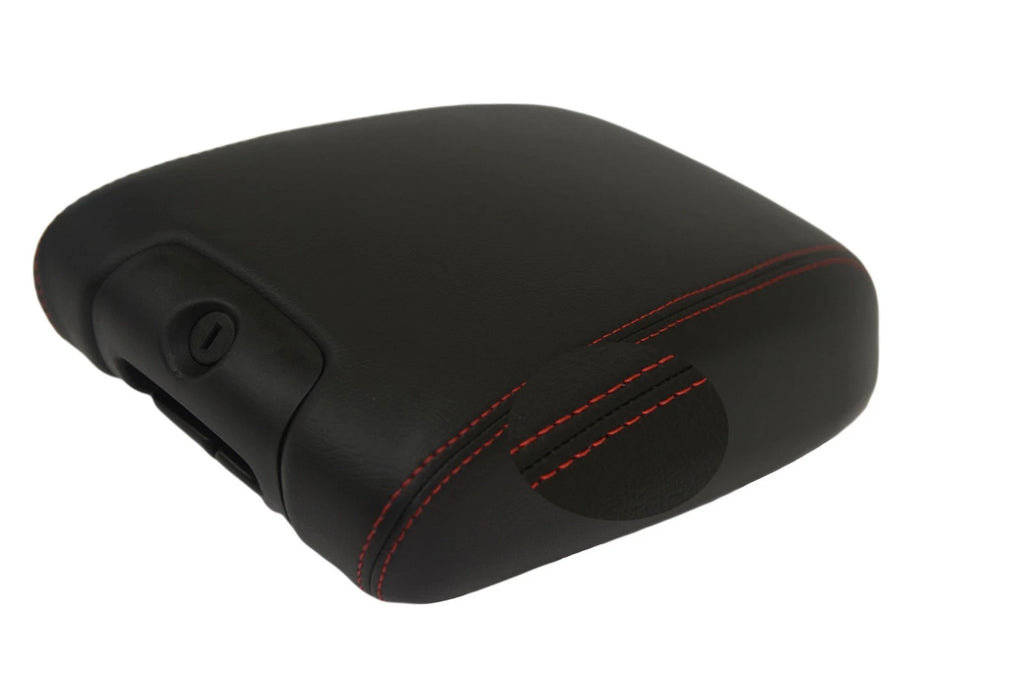 Leather Console Armrest Cover for Jeep Wrangler (2011–2017) Red Stitch