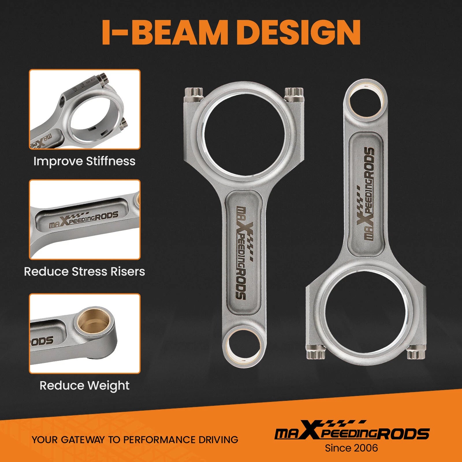I-Beam Connecting Rods for Subaru Legacy (EJ20, EJ22, EJ25) (1990-2004)