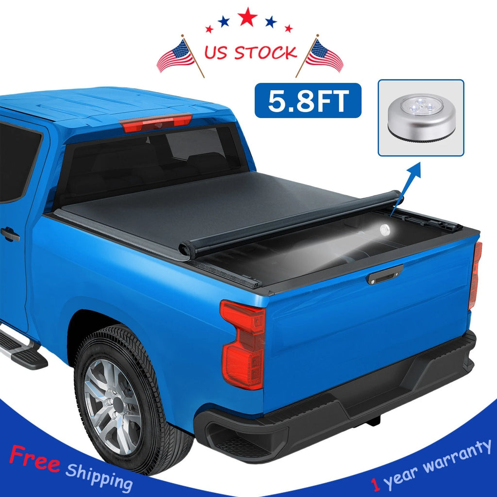 Soft Roll Up Tonneau Cover for Chevy Silverado/GMC Sierra 1500 (2007–2023)