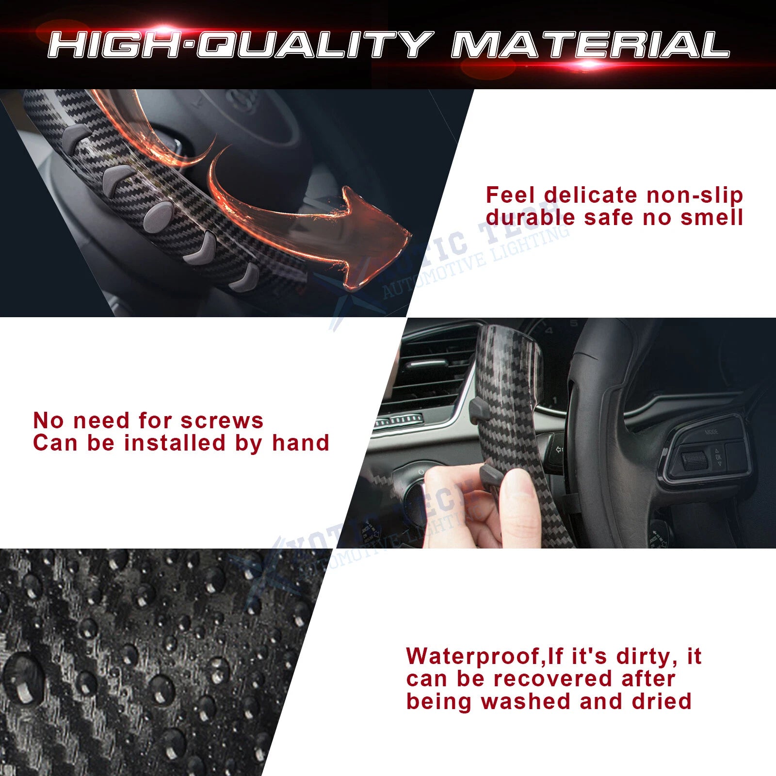 Carbon Fiber Style Steering Wheel Booster for Universal Non-Slip Cover (-)