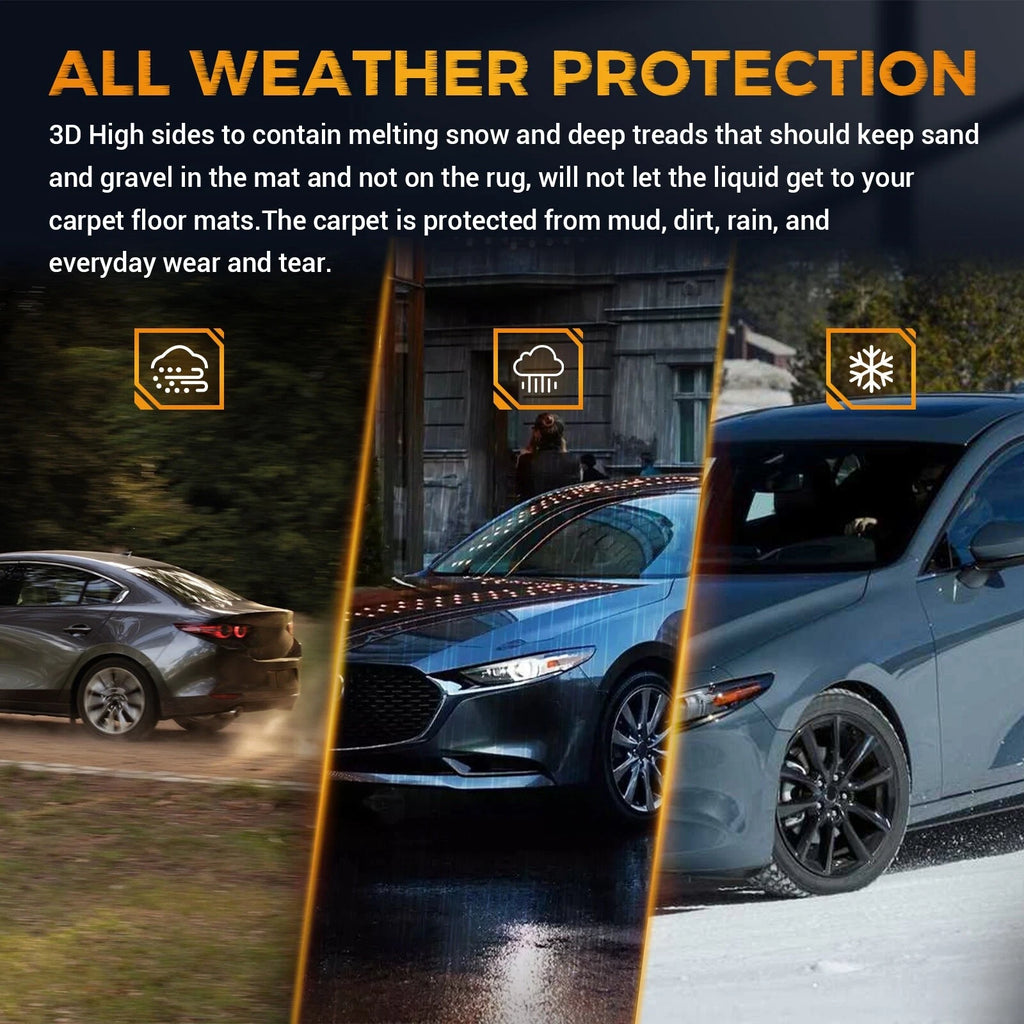 Set of 3 TPE Rubber All Weather Floor Mats for Mazda 3 (2019–2025)